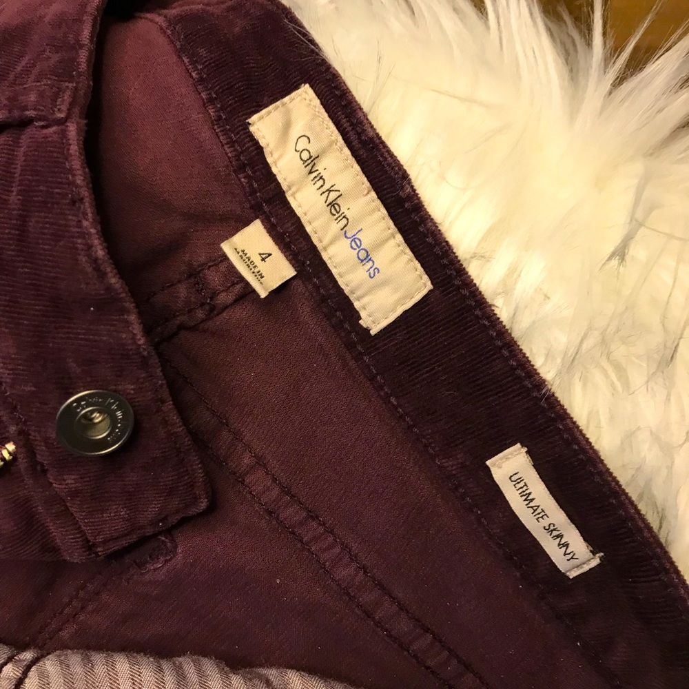 Calvin Klein corduroy jeans, burgundy, size 4